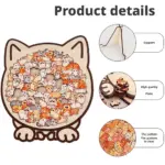 Animal Shaped Wooden Jigsaw Puzzle – Dog, Cat & Bear | 108-Piece Wooden Brain Teaser for Stress Relief & Home Décor - Image 6