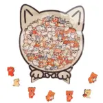 Animal Shaped Wooden Jigsaw Puzzle – Dog, Cat & Bear | 108-Piece Wooden Brain Teaser for Stress Relief & Home Décor - Image 10